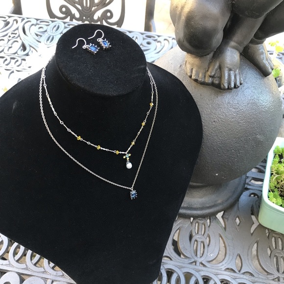 Vintage Y2K Gerard Yosca New York 2 Tiered Necklace matching earrings Set - Picture 8 of 12